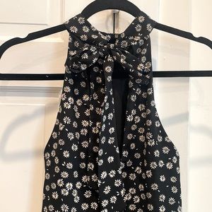 Black halter top sundress with white sunflowers